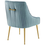 Modway Discern Pleated Back Upholstered Performance Velvet Dining Chair Set Of 2, Light Blue