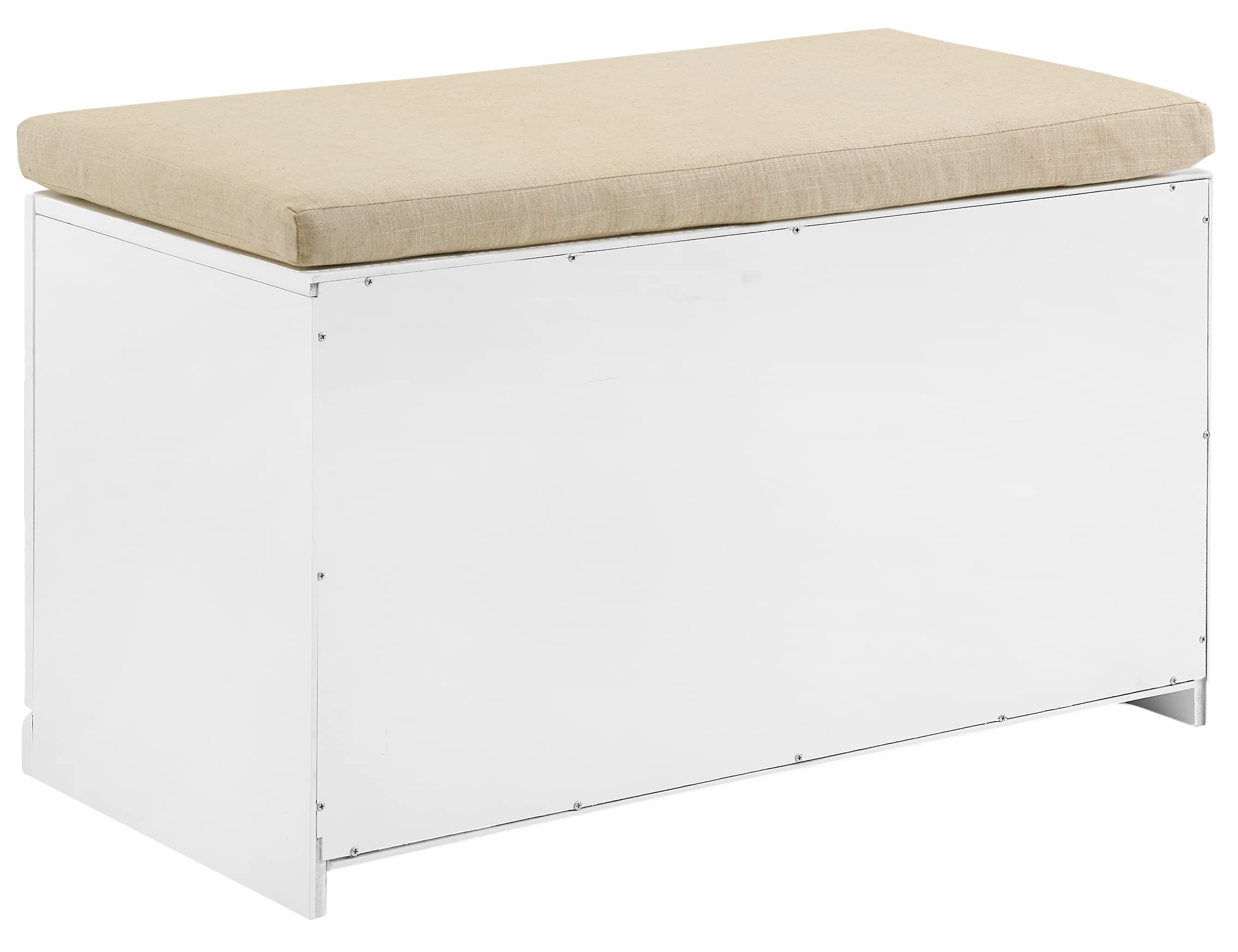 Crosley Furniture Harper Entryway Storage Bench With Shoe Rack Organizer Drawer, White/Tan