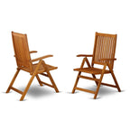 East West Furniture MNCN3C5NA Marion 3 Piece Outdoor Conversation Bistro Set Contains a Round Acacia Wood Coffee Table and 2 Folding Adjustable Arm Chairs, 30x30 Inch, Natural Oil