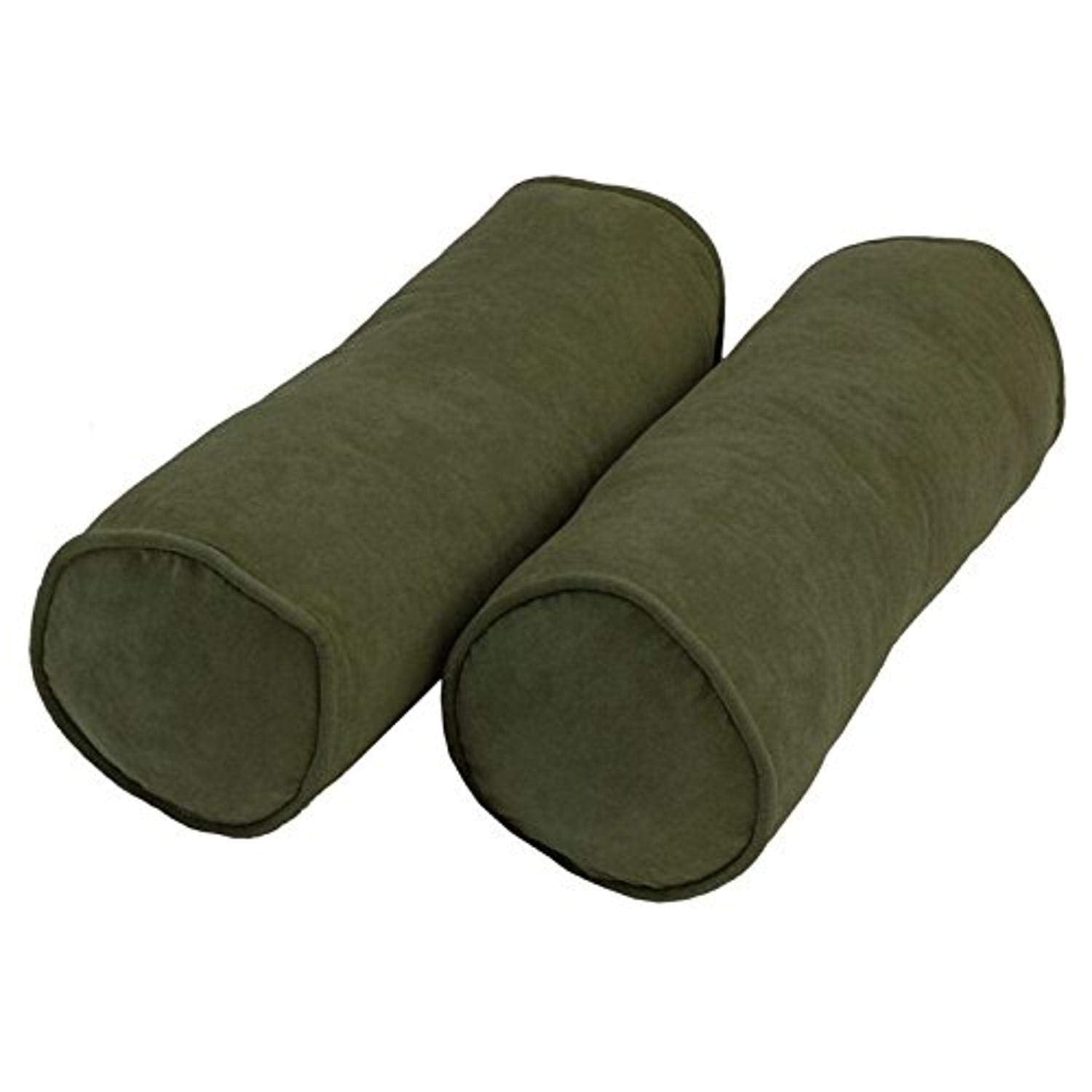 Blazing Needles Corded Microsuede Bolster Pillow, 20" x 8", Hunter Green 2 Count
