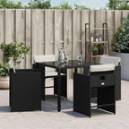 vidaXL Garden Chairs with Cushions 4 Pieces Black Polyrattan