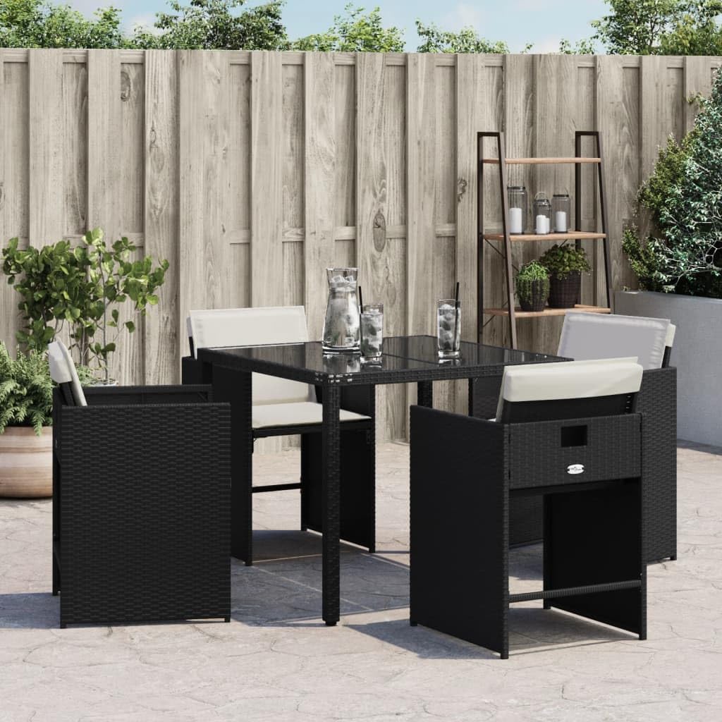 vidaXL Garden Chairs with Cushions 4 Pieces Black Polyrattan