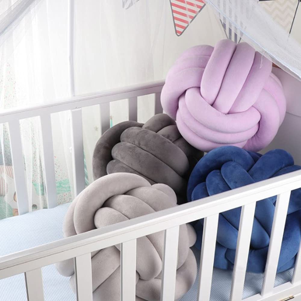 Knot Pillow Ball Round Cushion Pillows, Children Room Decoration Plush Toys Calming Stress Relief Toy (Dark Gray,8.5In/22Cm)