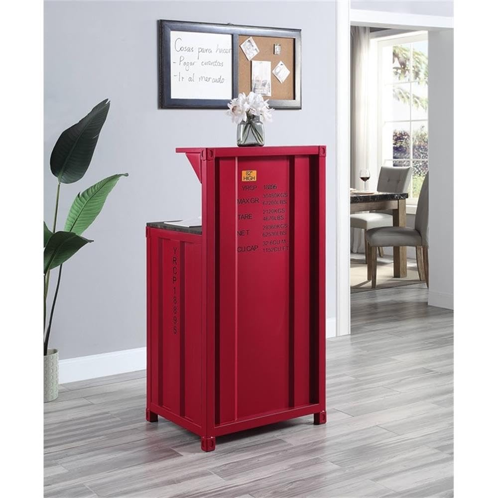 ACME Cargo Metal Reception Desk with 2 Compartments in Red