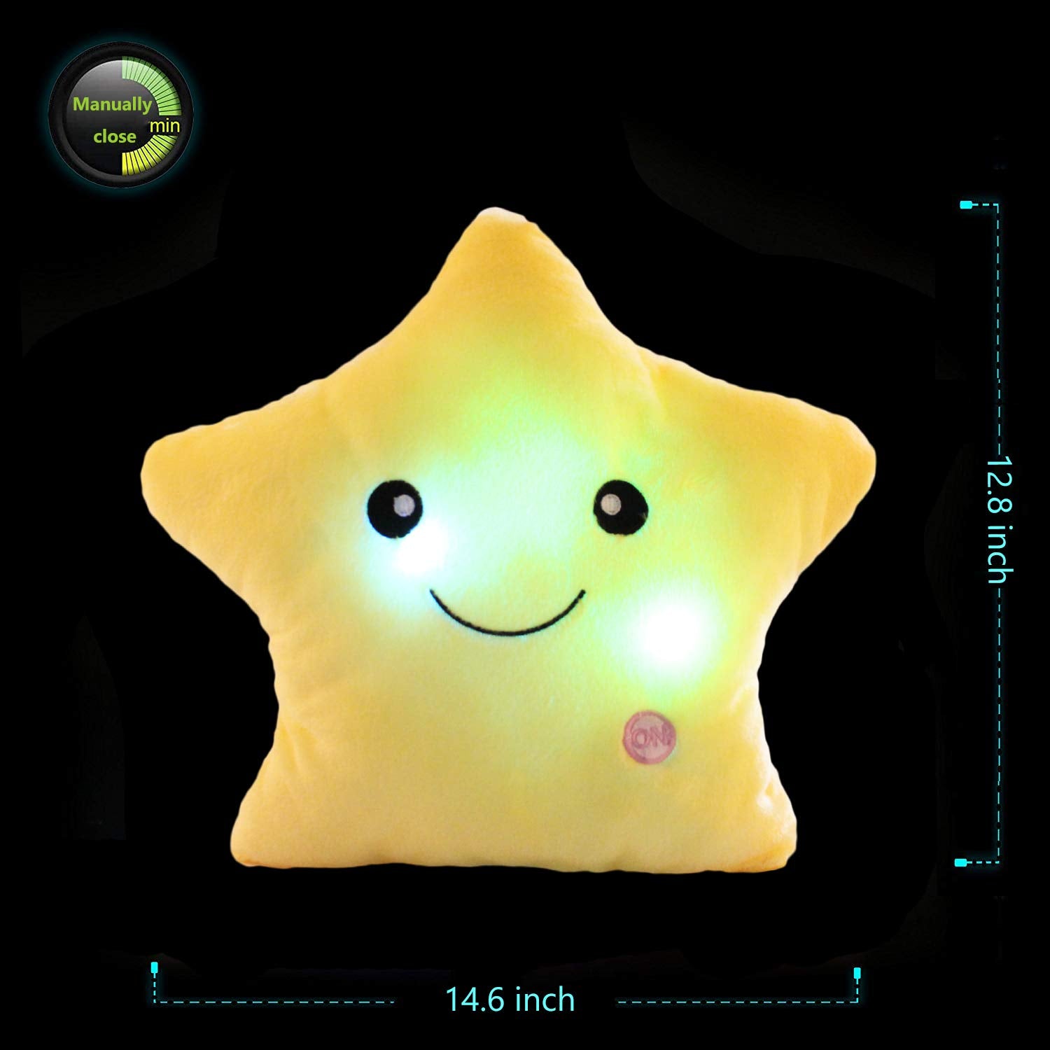 sofipal Star Shaped Plush Pillow LED Night Light Yellow 14.6''