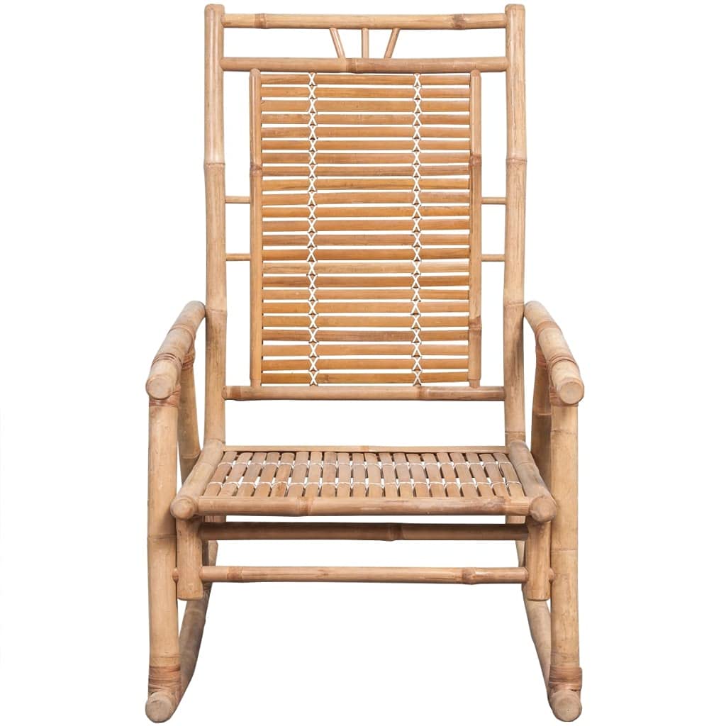 vidaXL - Bamboo Rocking Chair with Waterproof Cushion, Indoor and Outdoor Rocker Chair, UV Resistant, Anthracite Cushion Color, Farmhouse Style, Easy Assembly