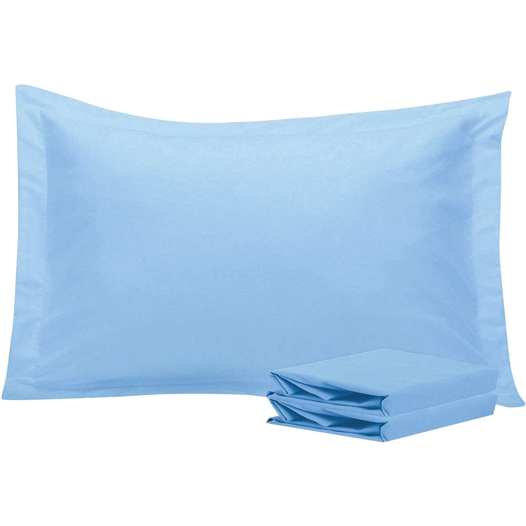 Ntbay 100% Brushed Microfiber Queen Pillow Shams Set Of 2, Super Soft And Cozy, Wrinkle, Fade, Stain Resistant 20X30 Inches Oxford Pillowcases, Sky Blue