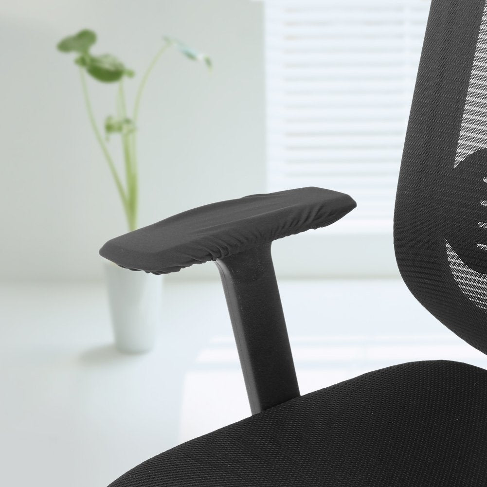 Lazmin 1 Pair Chair Arm Pad Covers, Removable Elastic Washable Office Chair Armrests Protector Cushion Cover(Black)