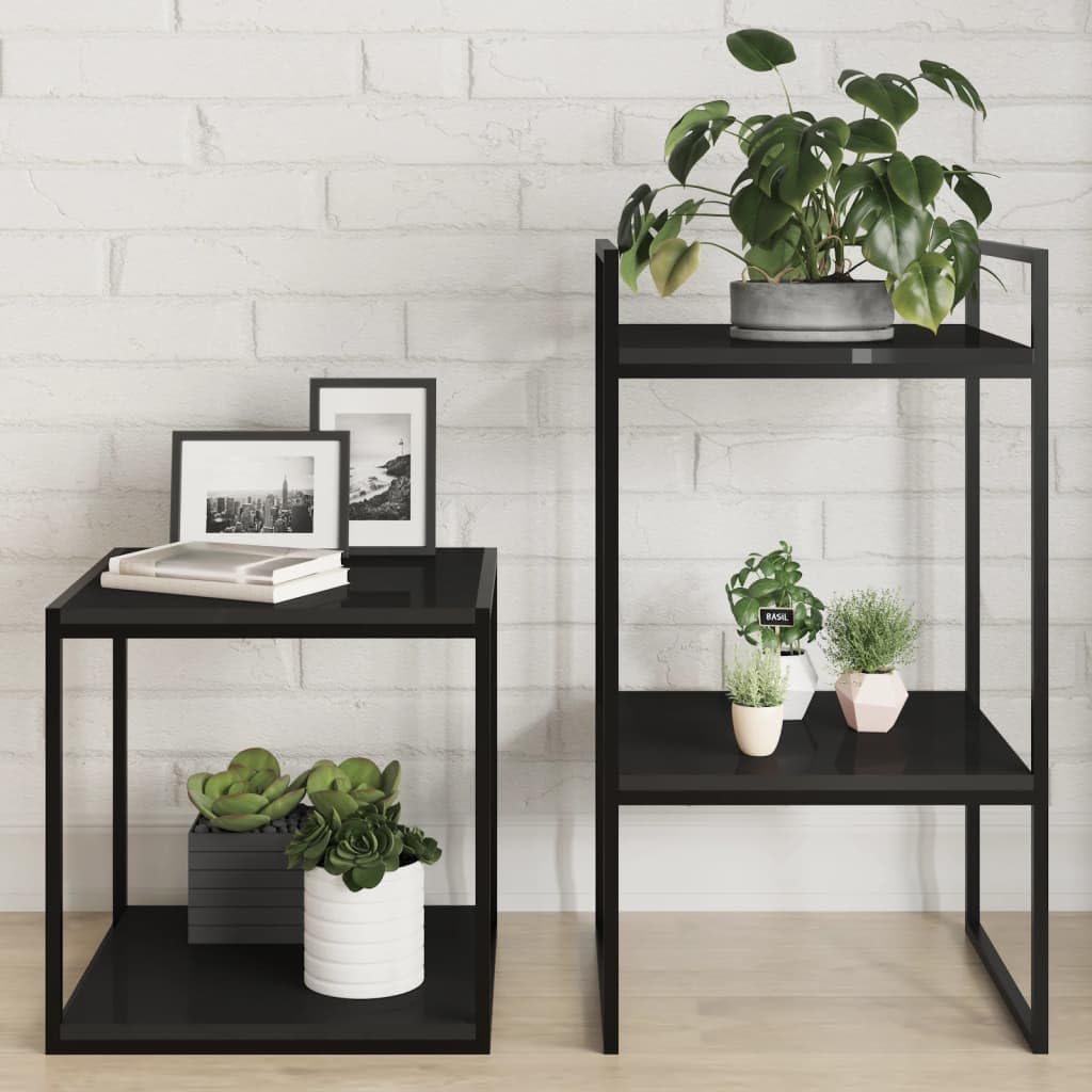 vidaXL High-Gloss Black Bookshelf Boards 8-Piece Set, 15.7x15.7x0.6, Engineered Wood, Easy-Clean, Perfect for Additional Storage