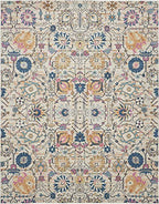 HomeRoots Ivory/Multi 100% Polypropylene 7’ x 10’ Ivory and Multicolor Floral Buds Area Rug