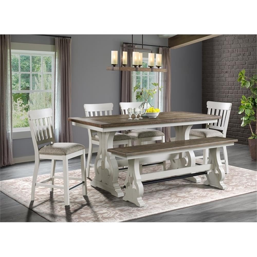 Intercon Drake Height, Rustic White & French Oak Counter Tables