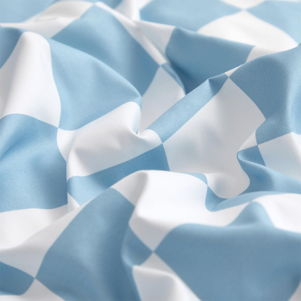 Clothknow Blue Plaid Full Comforter Set 3Pcs Blue White Bedding Comforter Sets Checker Comforter Full Soft Blue White Grid Full Size Comforter Sets