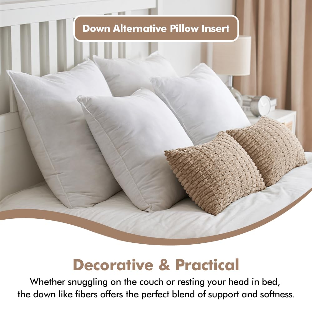 Miulee 24X24 Down Alternative Pillow Insert Euro Decorative Throw Pillow 24 Inch Body Pillow Bed Sleeping Pillow Ultra Soft Fluf