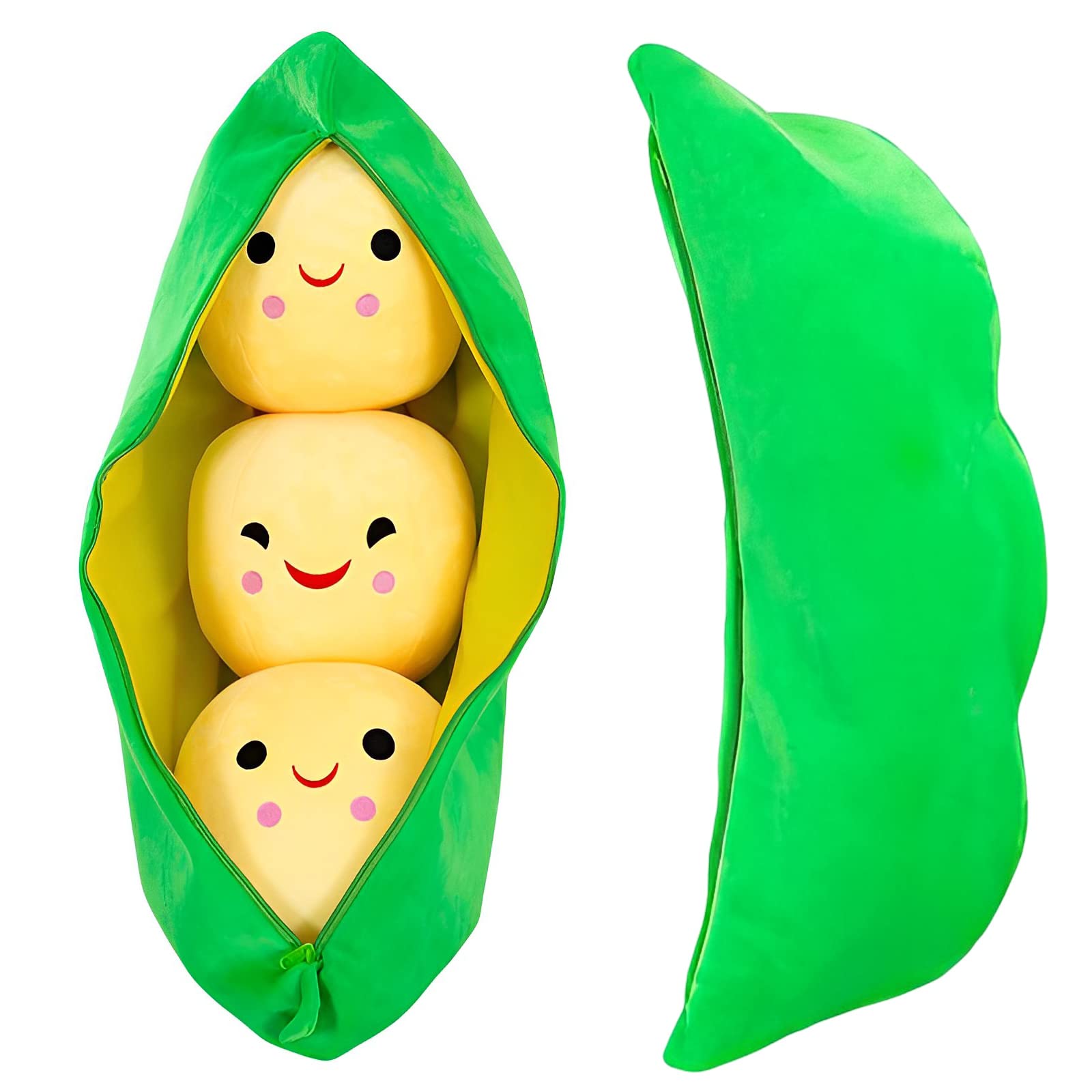 Giant Peas in A Pod Plush Toy Pea Pod Pillow Cute Pea Stuffed Toys Plant Doll Various Sizes (Yellow Beans,15.7'/40cm)