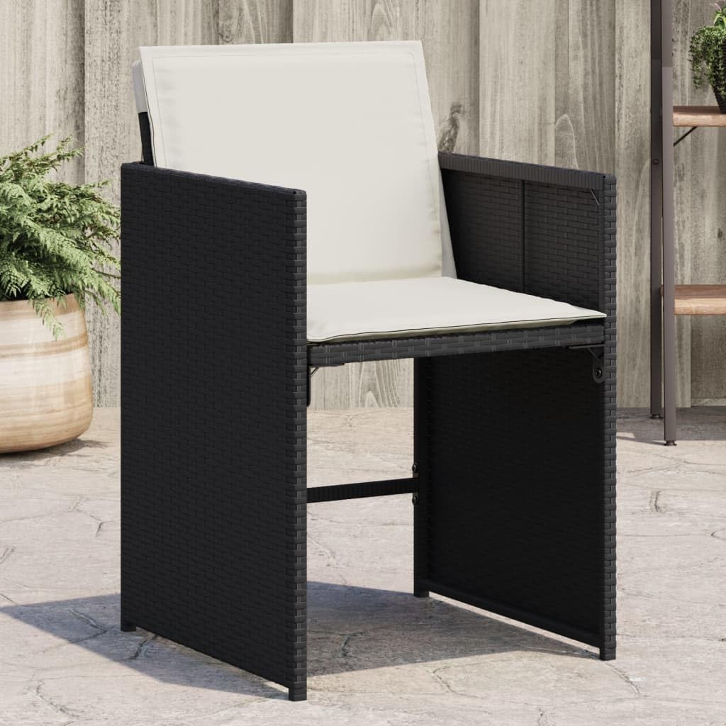vidaXL Garden Chairs with Cushions 4 Pieces Black Polyrattan