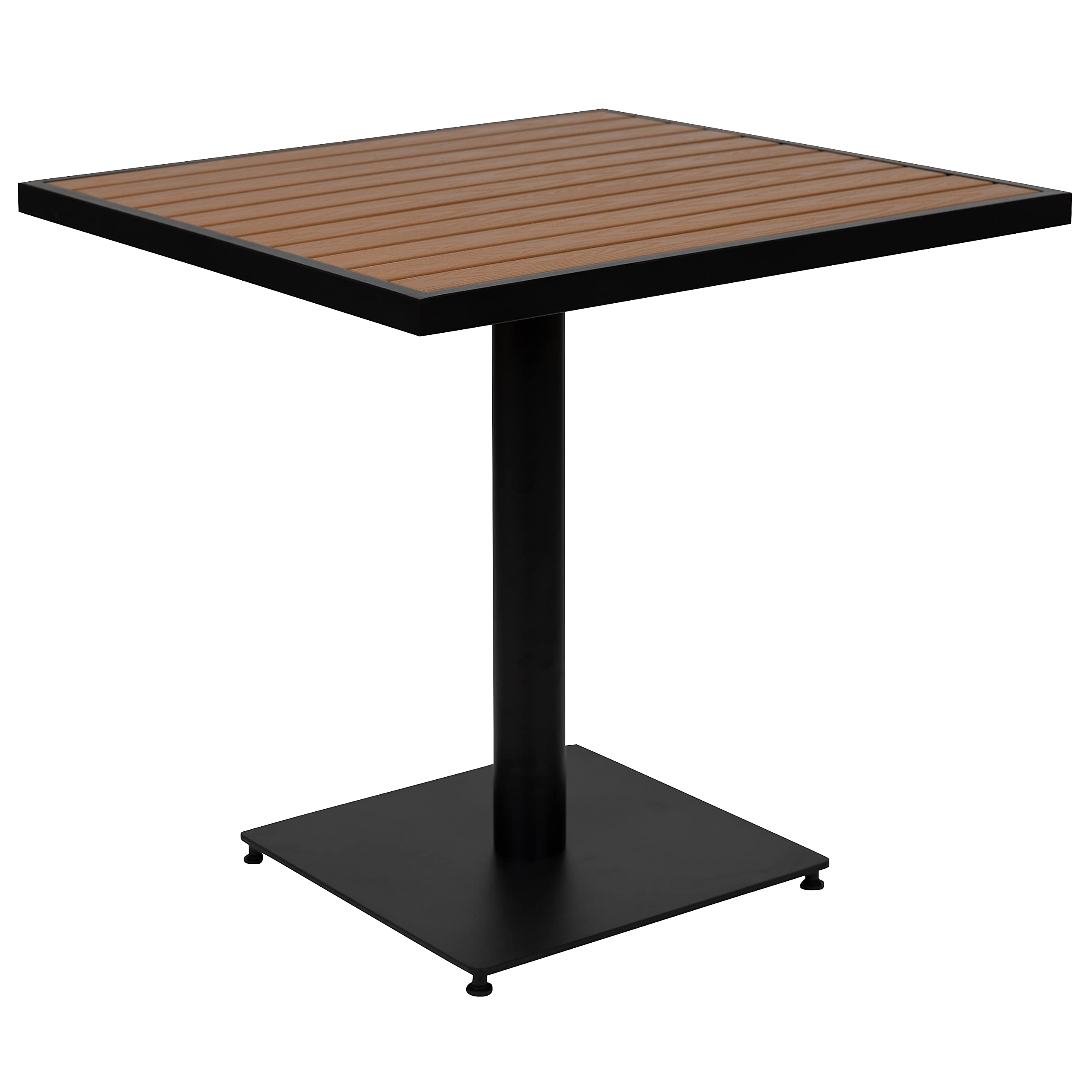 Flash Furniture Lark Outdoor Patio Bistro Dining Table with Faux Teak Poly Slats, 30 Square