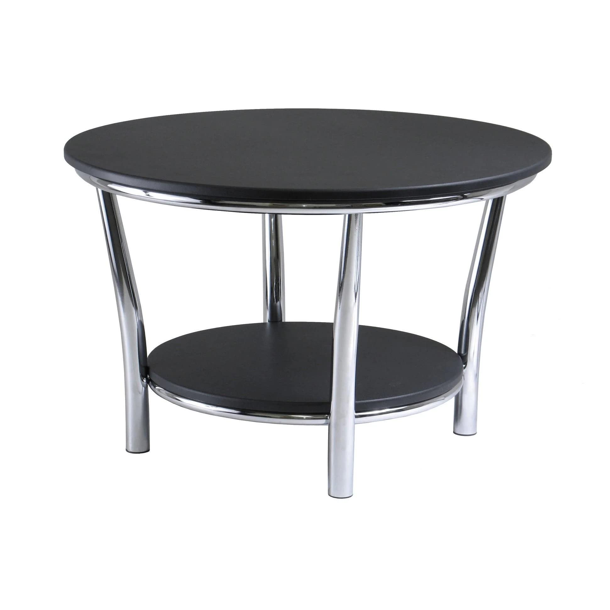Winsome Wood Maya Round Coffee Table, White Top, Metal Legs [Kitchen] Part No. 93531