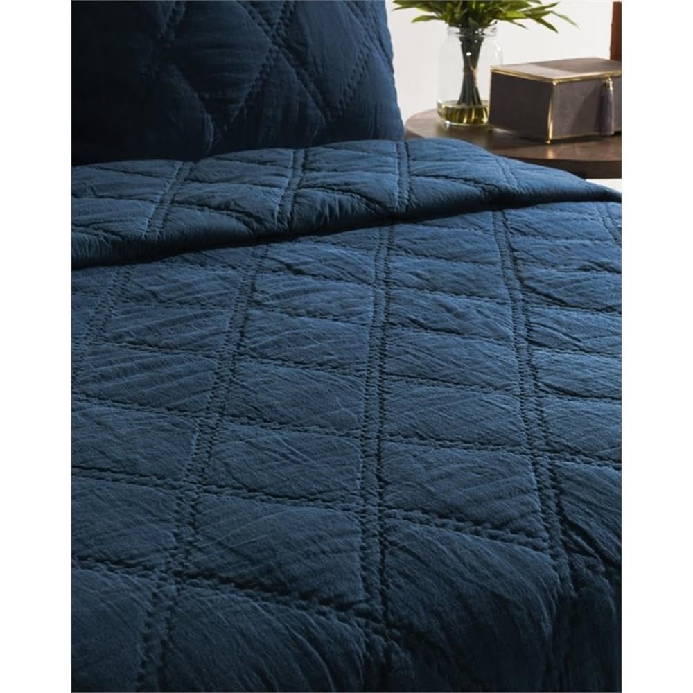 Kosas Home Casi 20X26 Belgian Flax Linen Fabric Standard Sham In Midnight Blue