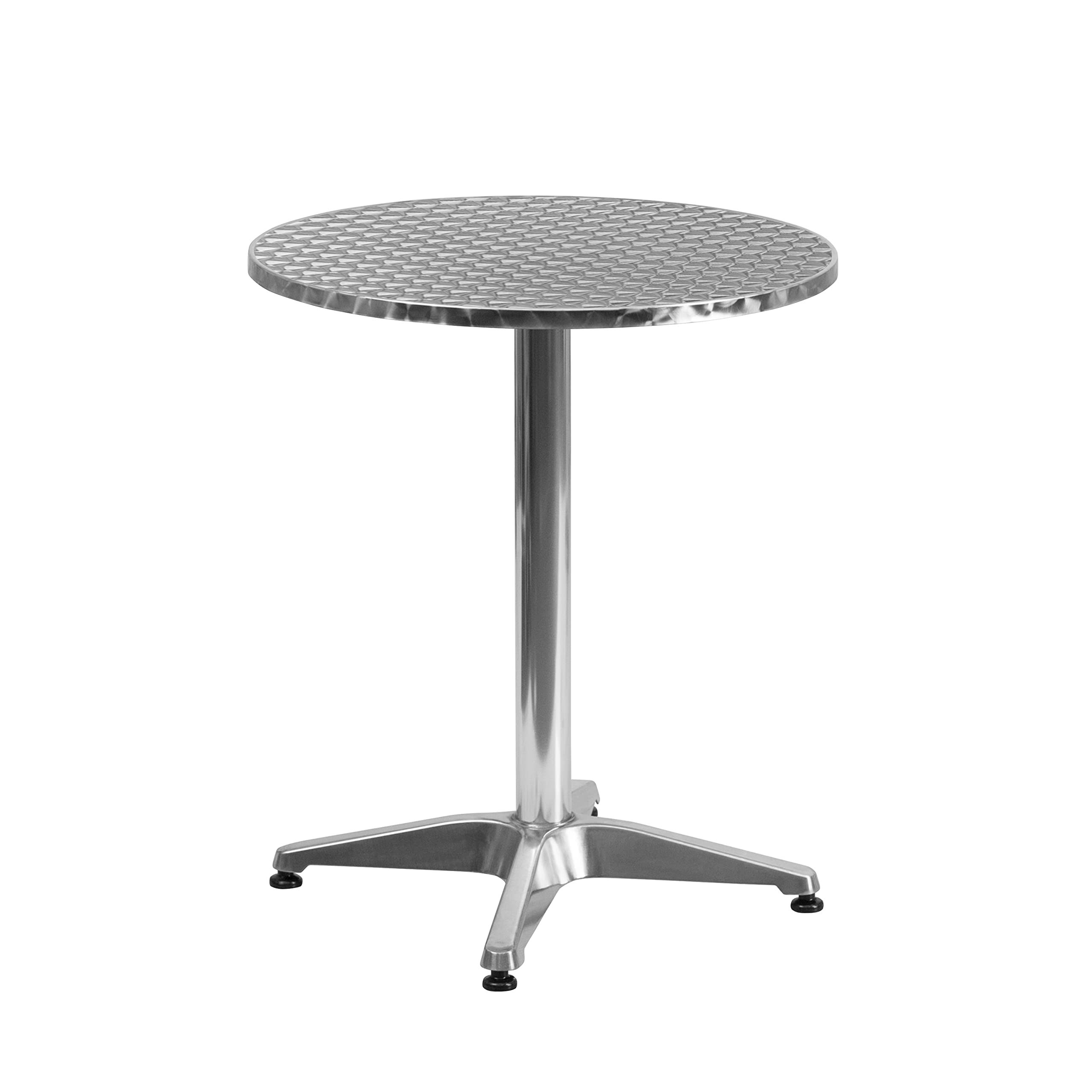 Flash Furniture Lila 23.5'' Round Aluminum Indoor-Outdoor Table Set with 4 Black Rattan Chairs