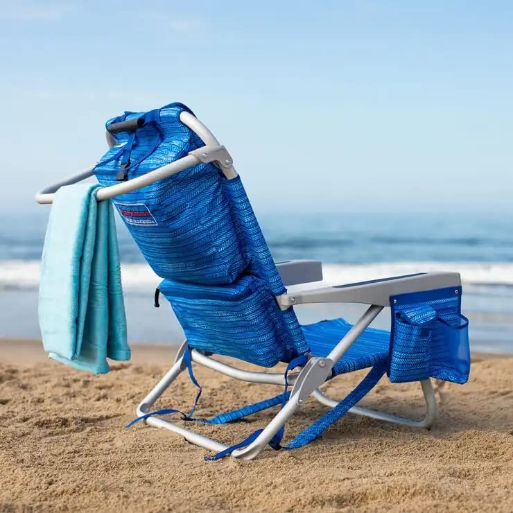 Tommy Bahama Backpack Beach Chair 5-Position Lay Flat Aluminum Sailfish and Palms