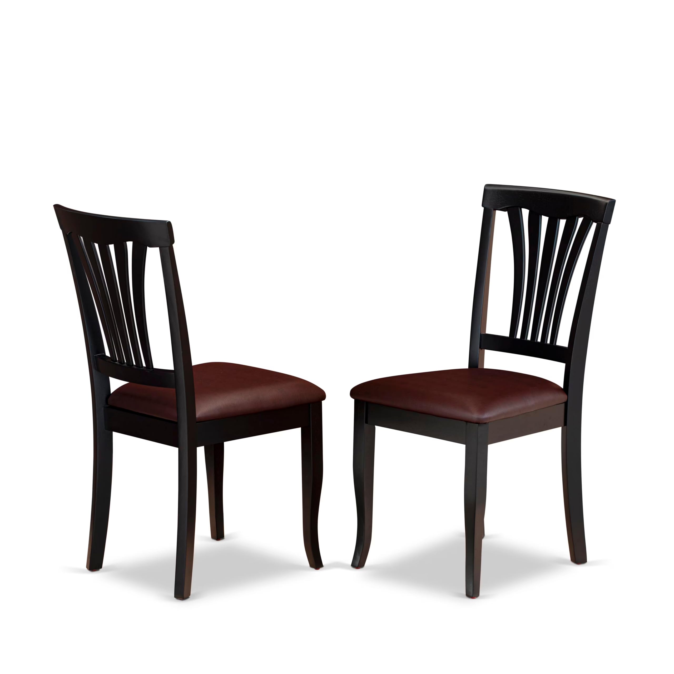 East West Furniture DLAV3-BCH-LC 3 Piece Modern Dining Table Set Contains a Round Wooden Table with Dropleaf and 2 Faux Leather Kitchen Dining Chairs, 42x42 Inch, Black & Cherry