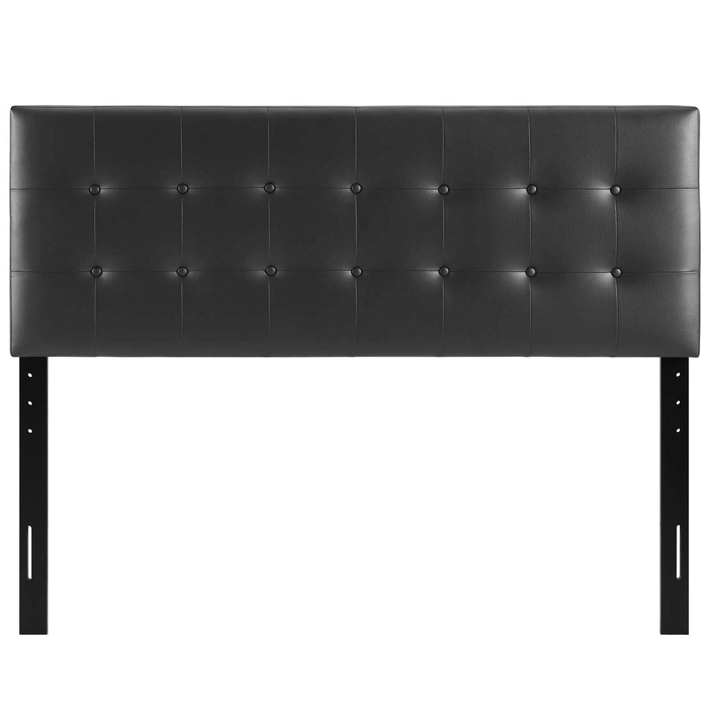 Modway Emily Tufted Button Faux Leather Upholstered Queen Headboard in Black