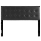 Modway Emily Tufted Button Faux Leather Upholstered Queen Headboard in Black