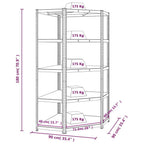vidaXL 5-Tier Industrial Corner Shelf Blue Galvanized Steel & Engineered Wood 70.9" H
