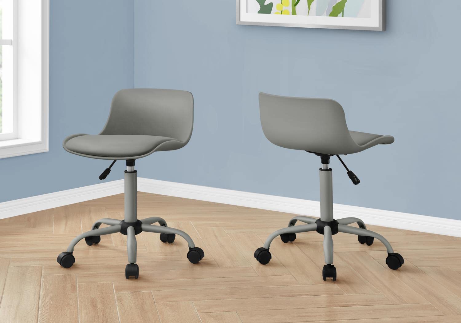 Monarch Specialties I 7465 Office Chair, Adjustable Height, Swivel, Ergonomic, Computer Desk, Work, Juvenile, Metal, Pu Leather Look, Grey, Contemporary, Modern