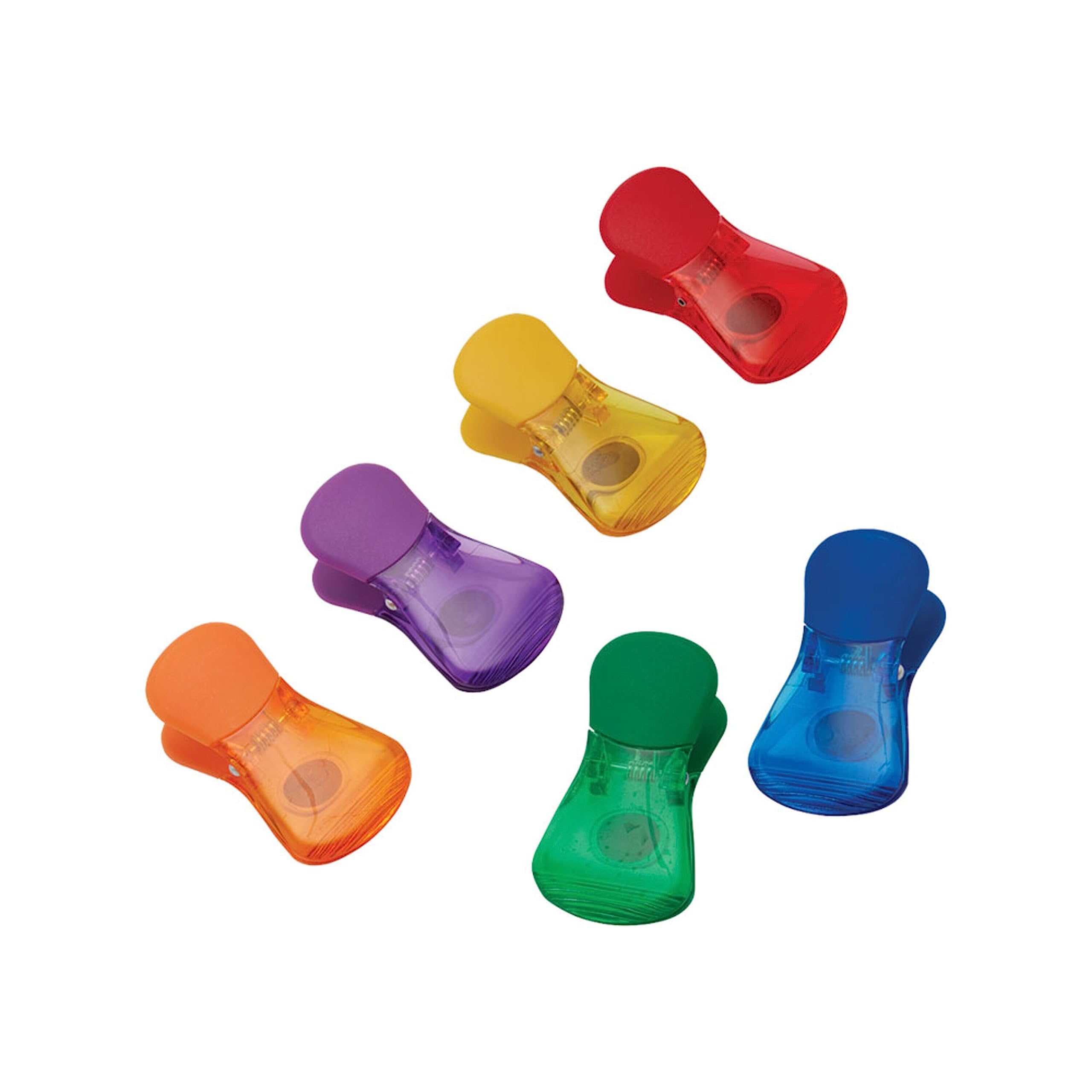 Farberware Heavy Duty 6 Piece Wide Bag Clip Set, Assorted Colors Magnetic Food Sealing Clips for Chips, Snacks and Organization