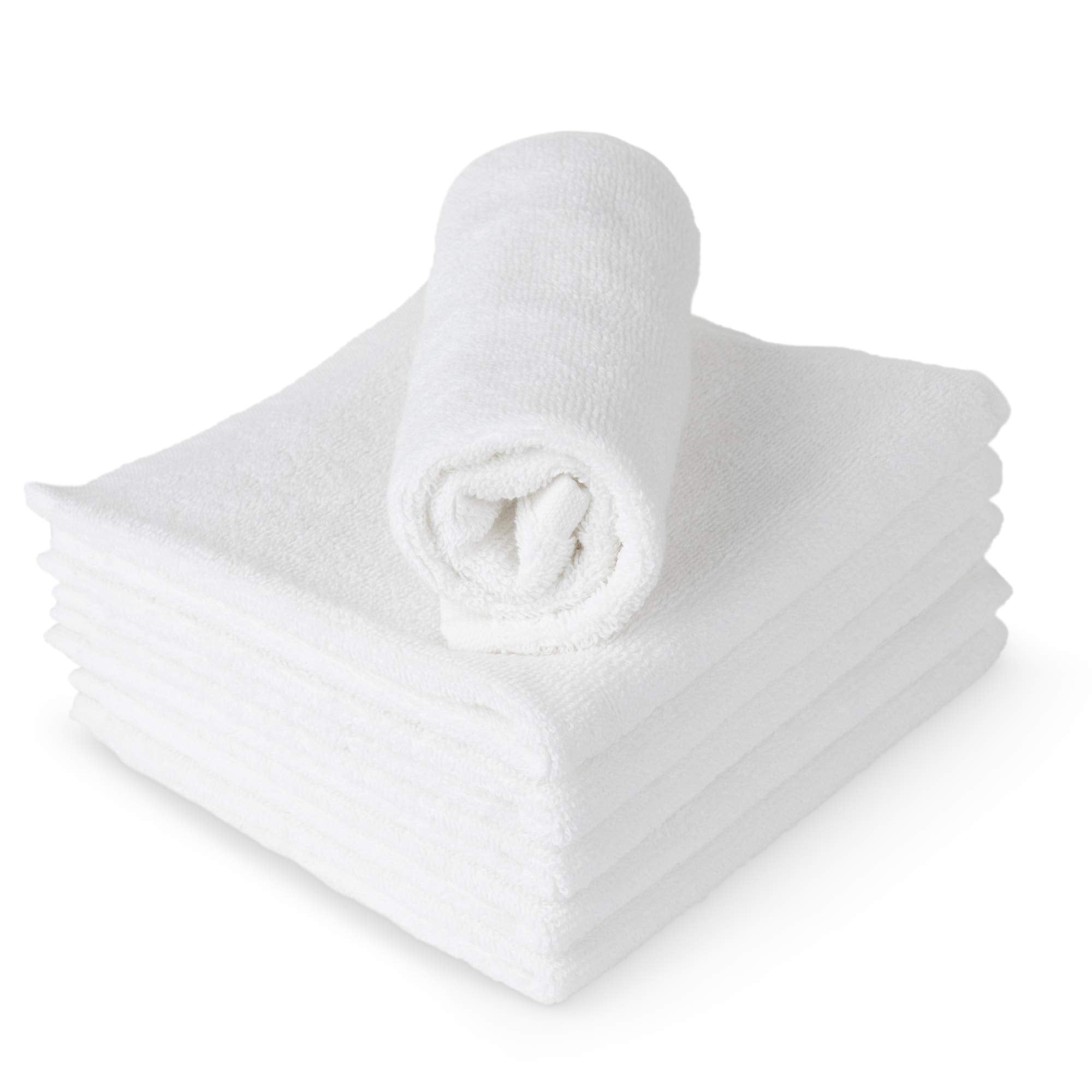 RosenSoft Oversized Wash Cloths - 16x14 in Extra Large, White Fingertip Towels for Body and Face, Bath Towel Set (6 Pack)