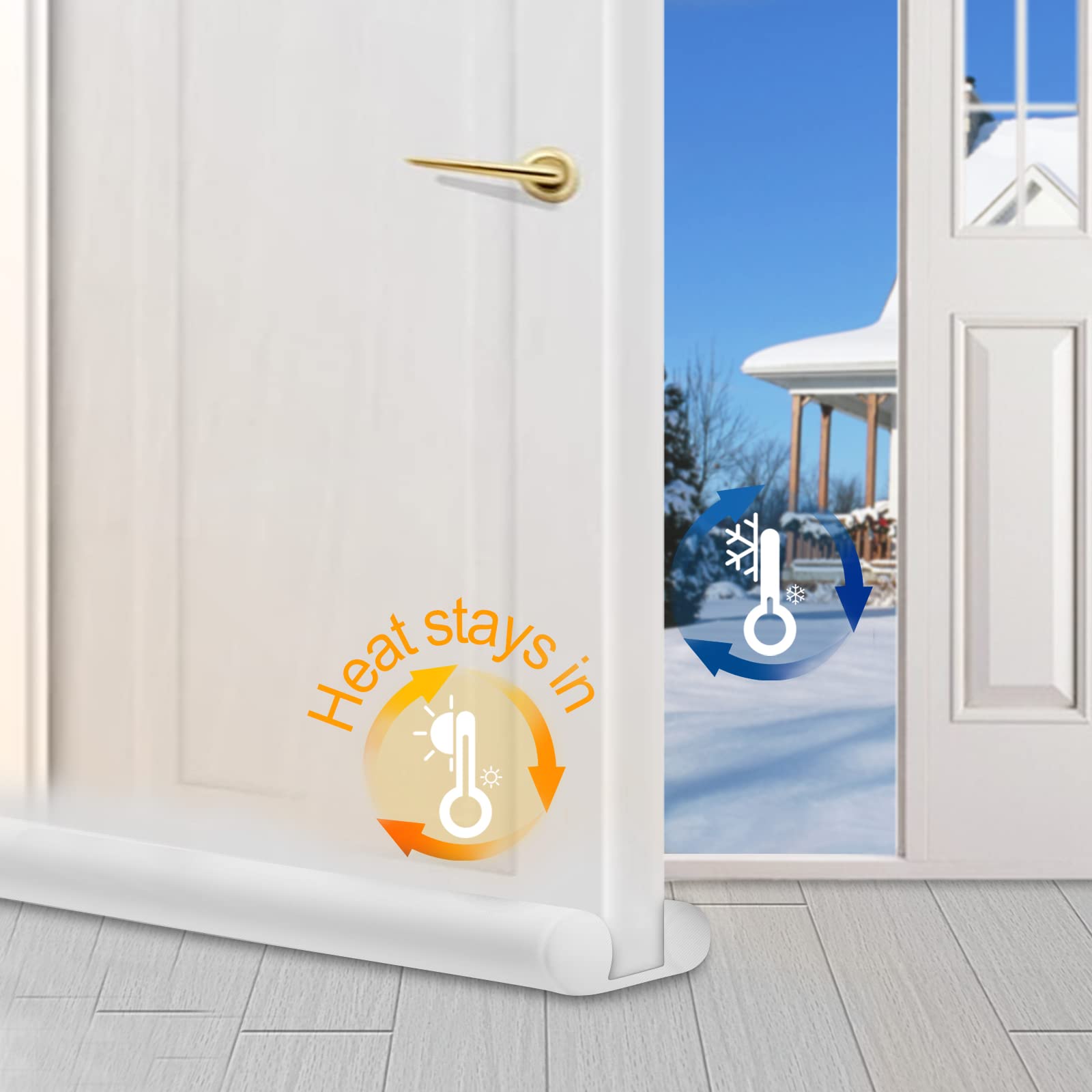 Maxtid Under Door Draft Blocker 36' Door Sealers For Bottom Of Door Seal Strip Block Air Double Door Draft Stopper White Door Sweep Noise Cancelling Weather Seal