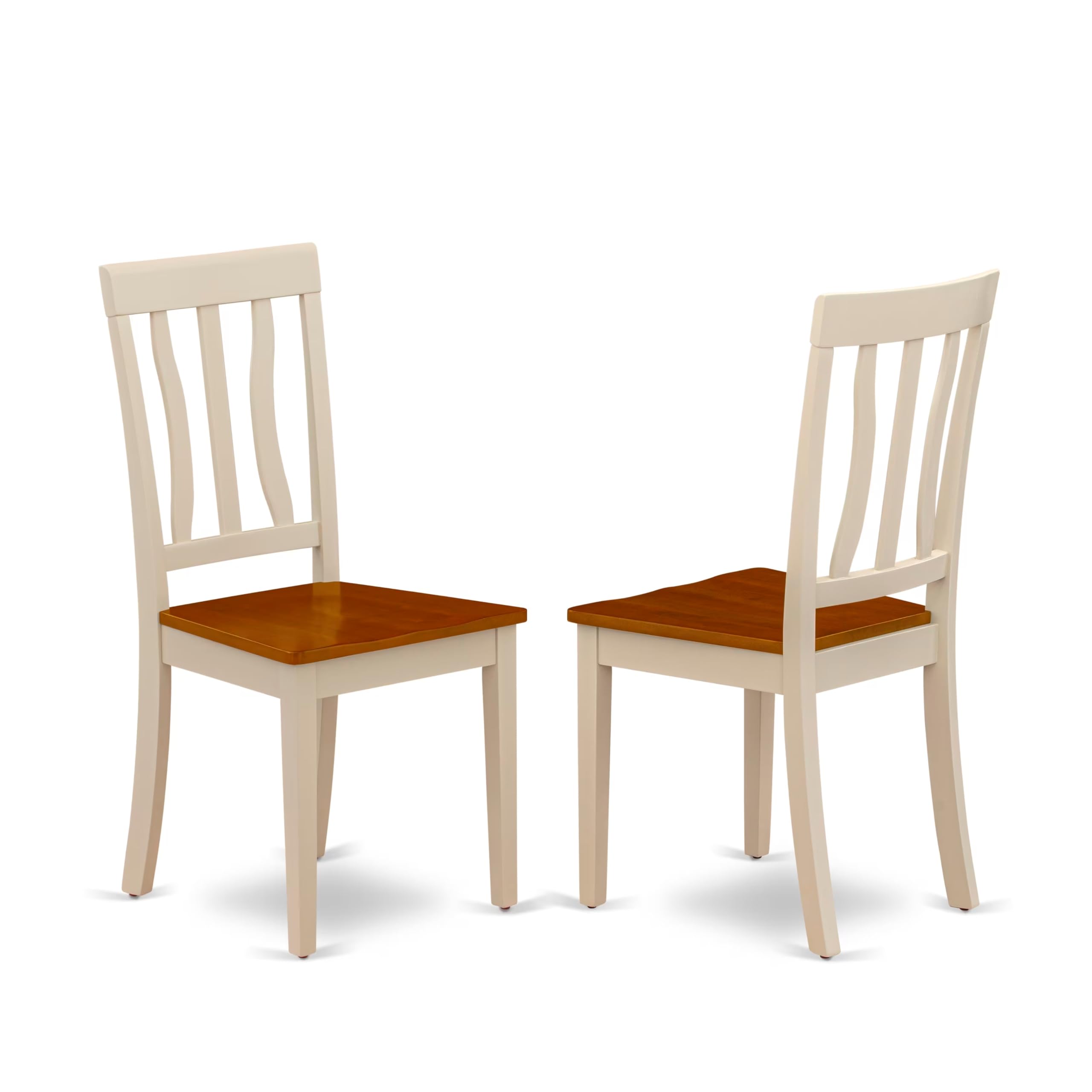 East West Furniture NIAN5N-WHI-W 5 Piece Dining Table Set for 4 Includes a Rectangle Kitchen Table with Butterfly Leaf and 2 Dining Chairs with 2 Benches, 36x66 Inch, Buttermilk & Cherry