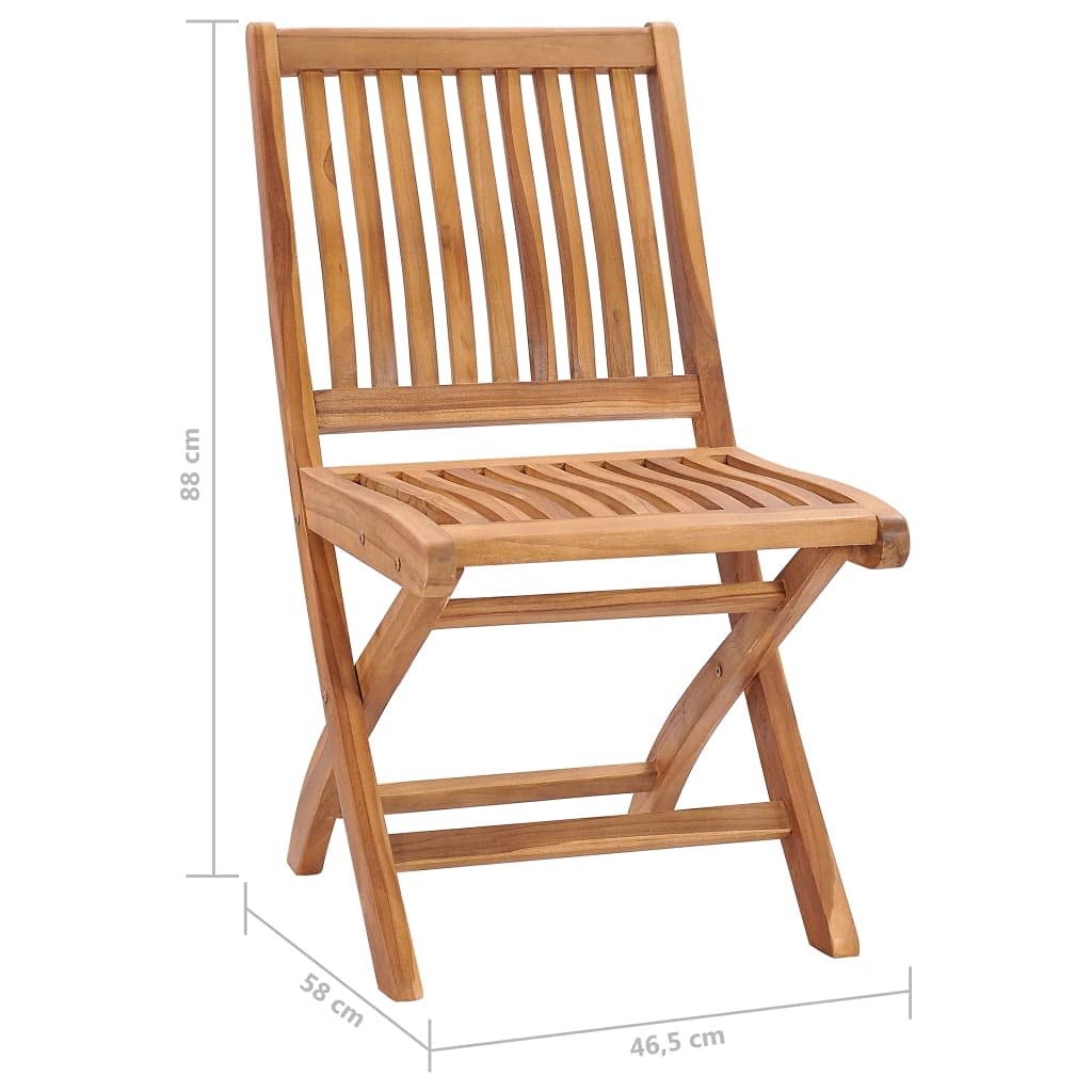 vidaXL Solid Teak Wood Patio Chairs with Thick Padded Anthracite Cushions, Weather Resistant Outdoor Furniture, Foldable for Convenient Storage - Set of 2