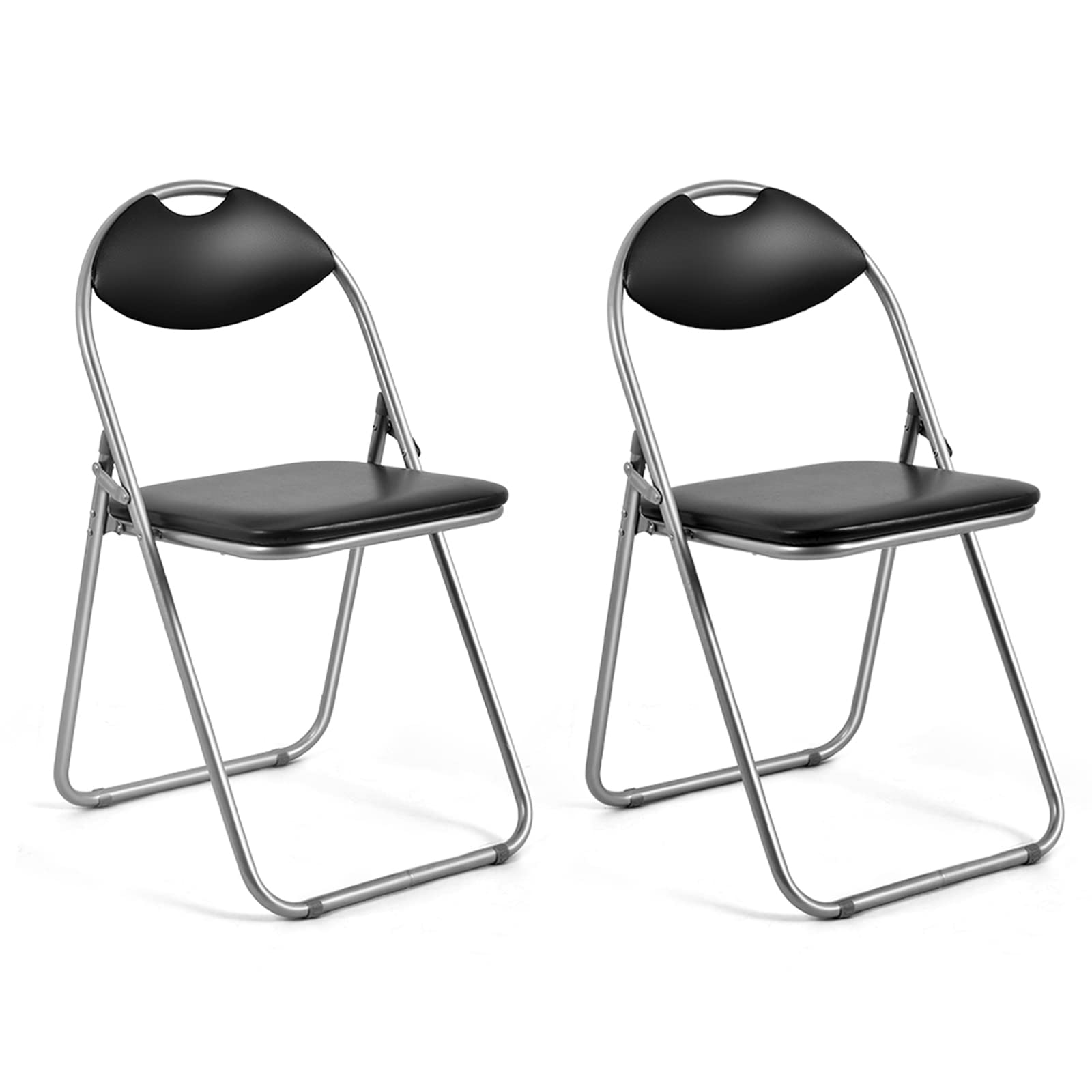 Giantex 2-Pack Folding Chairs Set - Waiting Room Chairs With Padded Seats And Carrying Handle For Desks Home Office Steel Guest