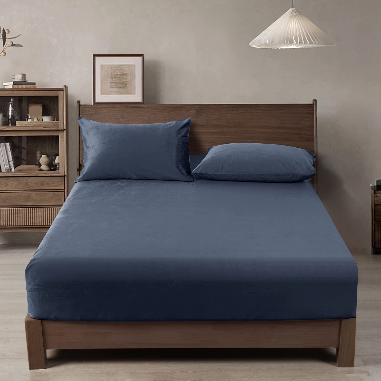 Phf Truly Velvet Fitted Sheet King Size, 1 Pack Luxury Super Soft Cozy Comfy Flannel Bed Sheets With 15' Deep Pocket, Suitable