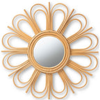 Baxton Studio Sakura Modern Bohemian Natural Brown Rattan Accent Wall Mirror