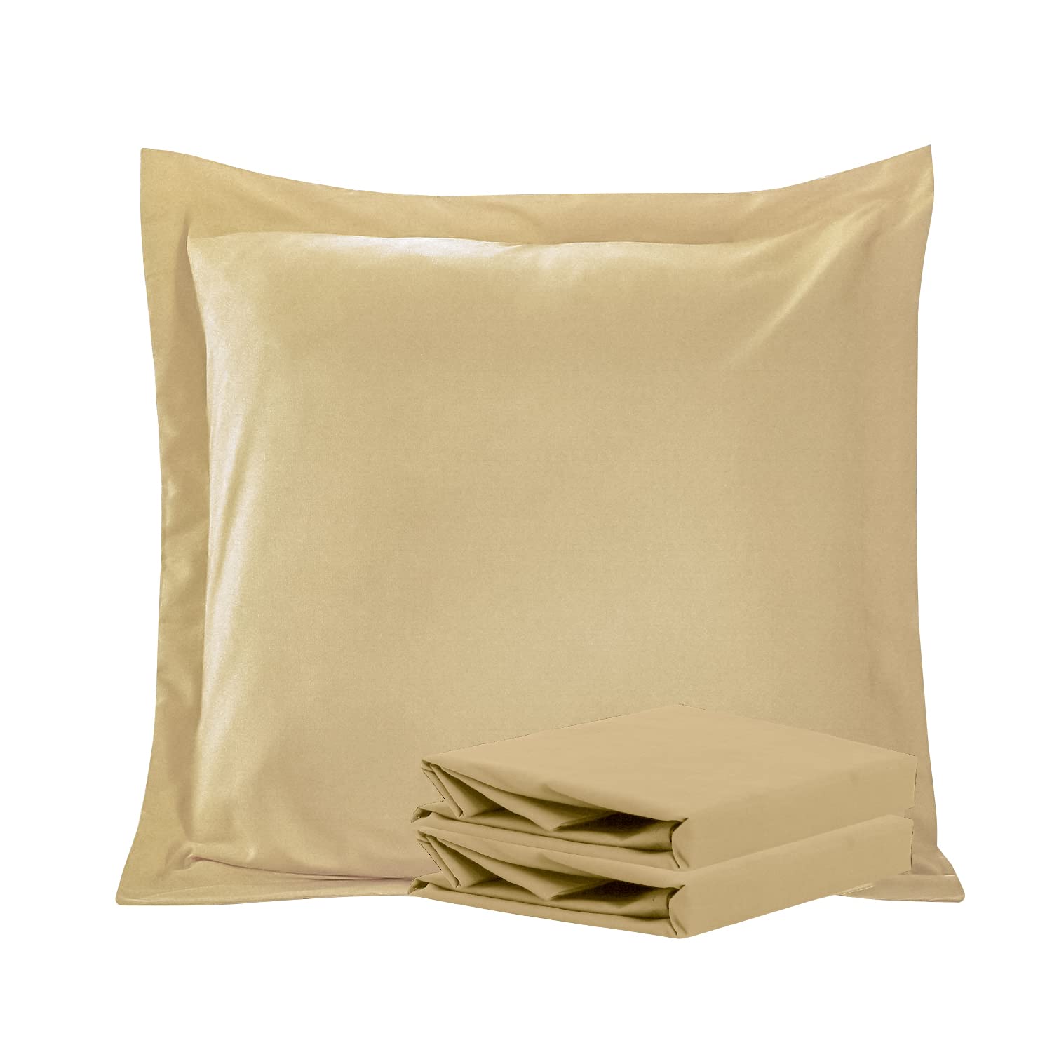 Ntbay 100% Brushed Microfiber 26X26 Euro Pillow Shams Set Of 2, Super Soft And Cozy European Throw Pillow Covers, Wrinkle, Fade, Stain Resistant Square Pillow Cases, Light Taupe