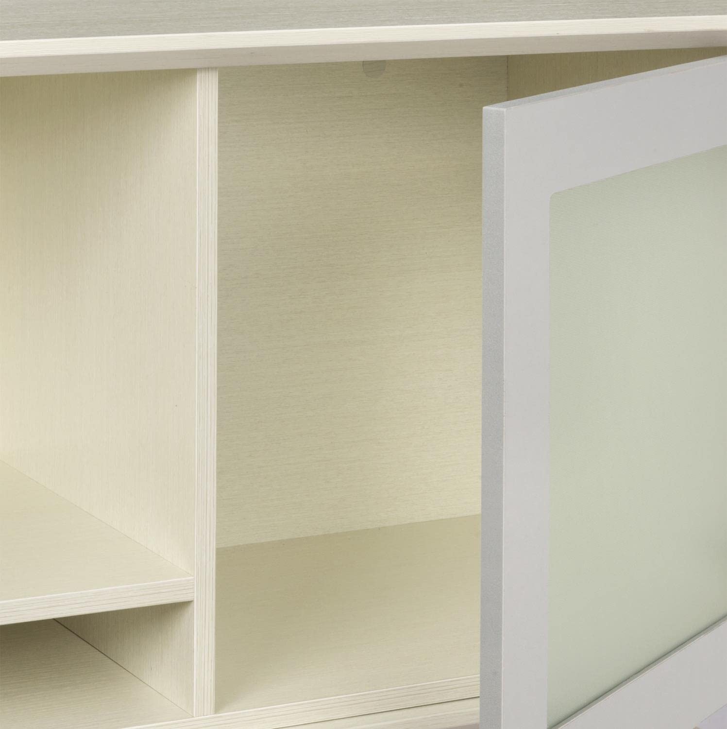 Safco Mayline Mnh72Tss Medina Hutch Cabinet With Glass Doors, 72"W, Textured Sea Salt Laminate