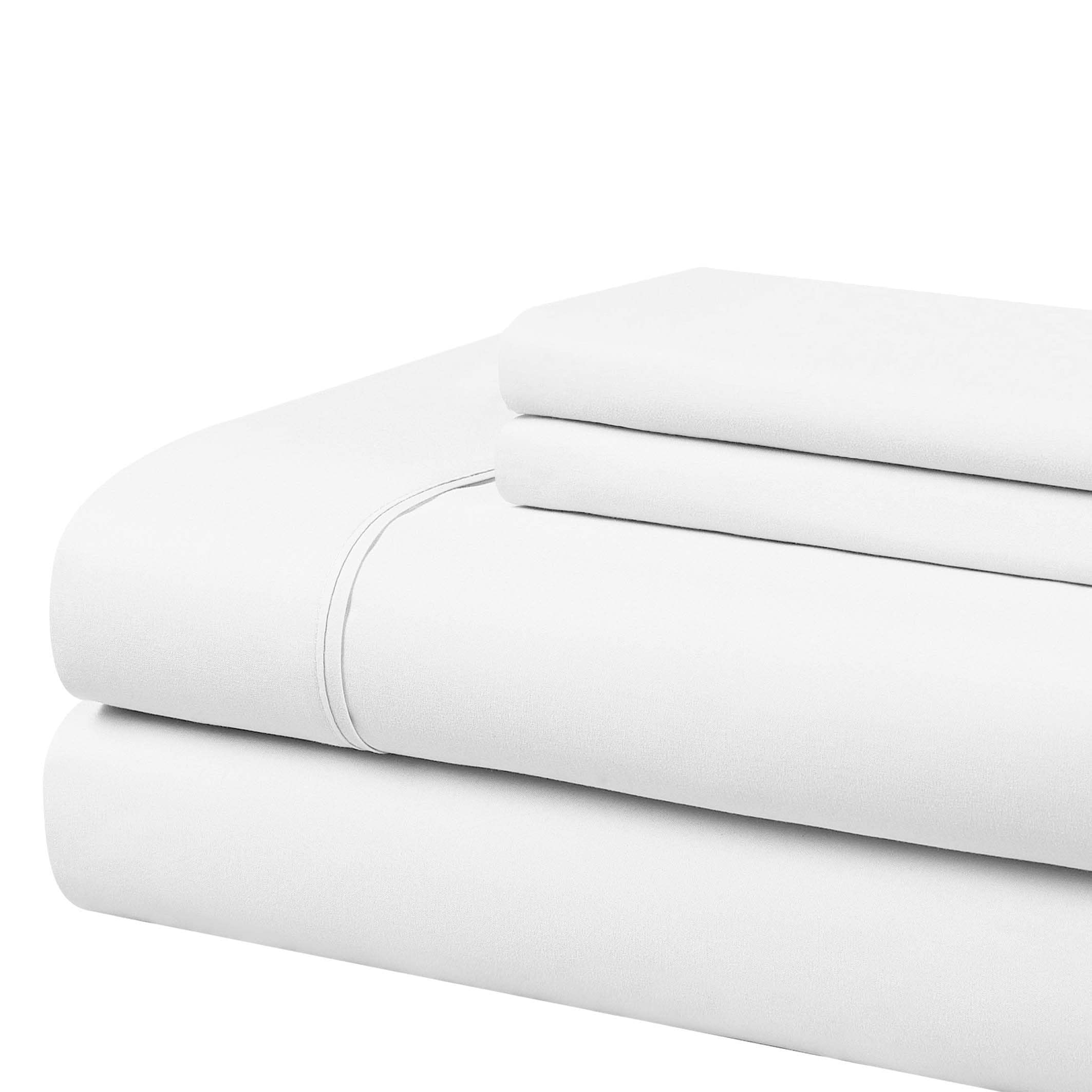 Cathay Home Essentials Ultra Soft Hypoallergenic Wrinkle Resistant Double Brushed Microfiber Bedding Sheet Set, White, King