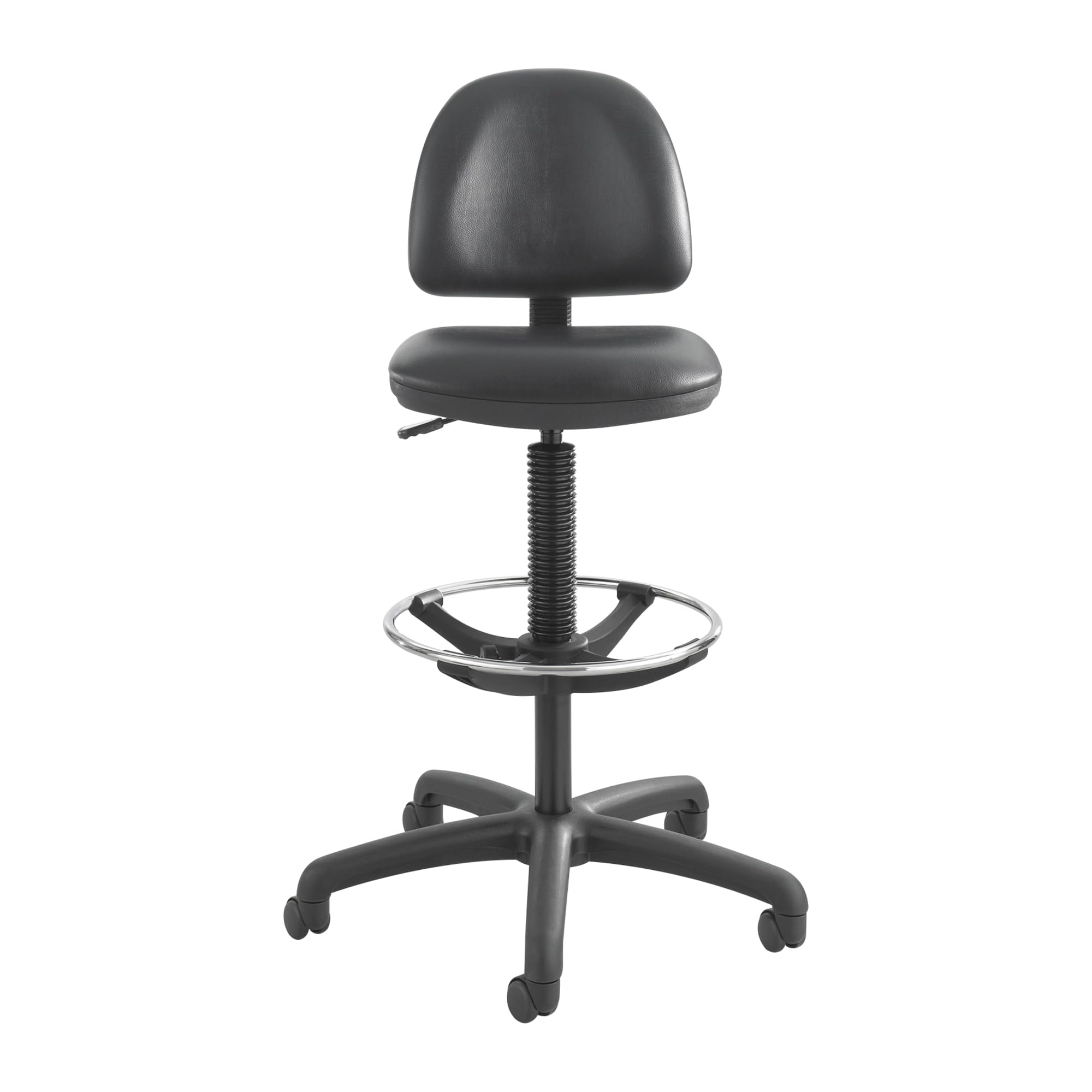 Safco® Precision Extended Height Swivel Stool With Adjustable Footring Stool,Vinyl Drafting,Bk (Pack Of2)
