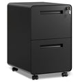 DEVAISE 2-Drawer Rounded Corner Metal File Cabinet with Lock, Mobile Filing Cabinet Under Desk for Home Office, Fully Assembled 