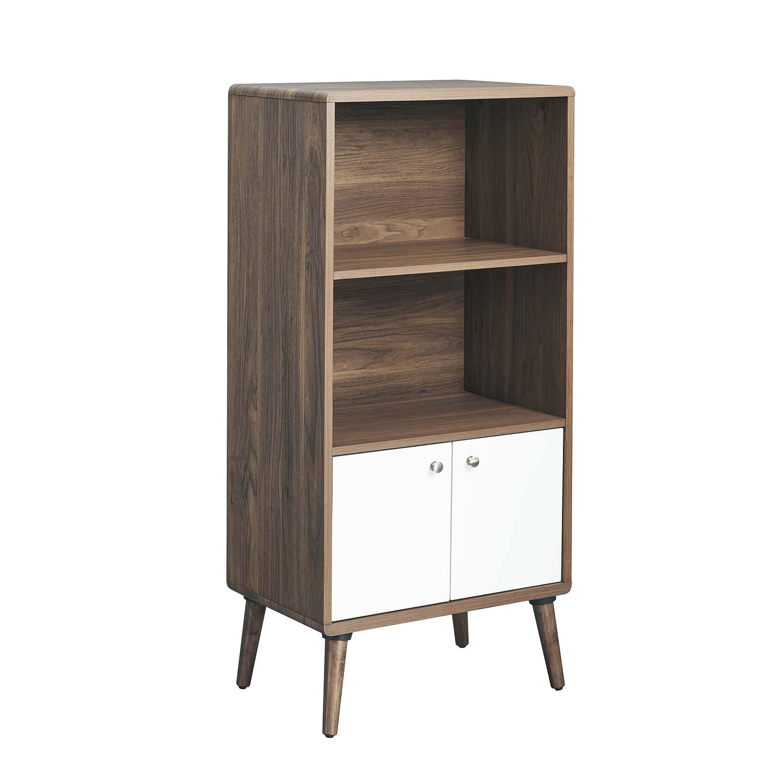 Modway EEI-6230-WAL-WHI Transmit Display Cabinet Bookshelf, Walnut White