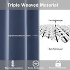 Jiuzhen Dusty Blue Blackout Curtains With Tiebacks Thermal Insulated, Light Blocking And Noise Reducing Grommet Curtains For Bedroom And Living Room, Set Of 2 Window Curtain Panels, 60 X 63 Inch Length