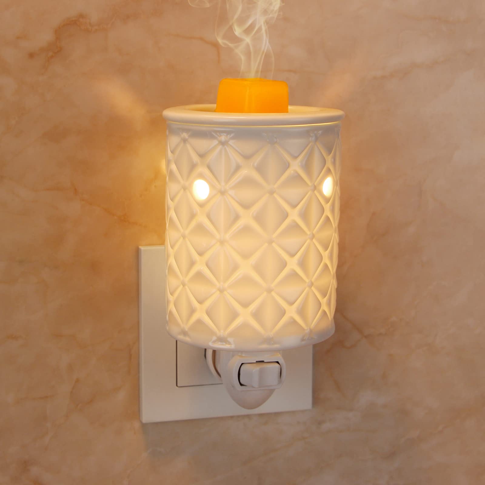 STAR MOON Ceramic Wax Melt Warmer, Plug in Wax Warmers for Scented Wax, Scentsy Diffuser for Fragrance Oil, 2-in-1 Wall Wax Melt