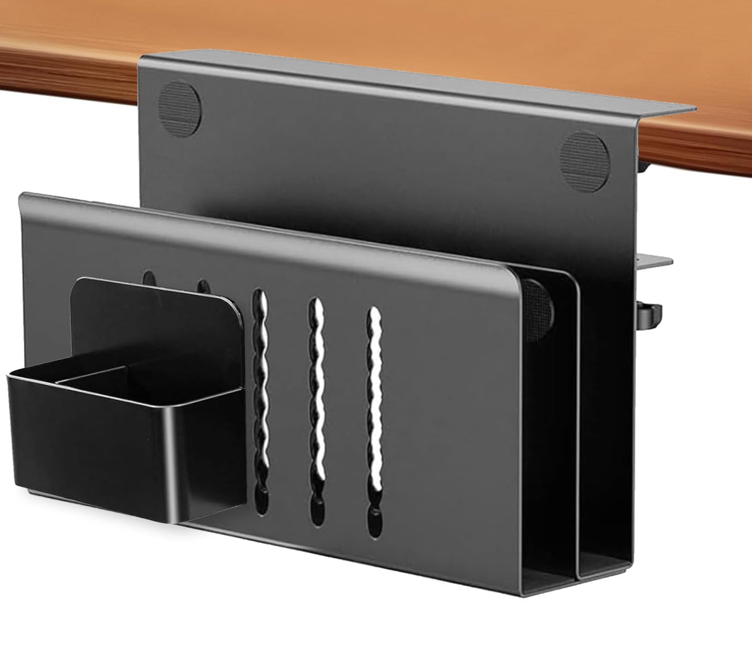Osseph 2 Tier Desk Side Storage,Under Table Storage Clamp On Table Organizer With Magnetic Pen Holder, No Drill Hanging Under De