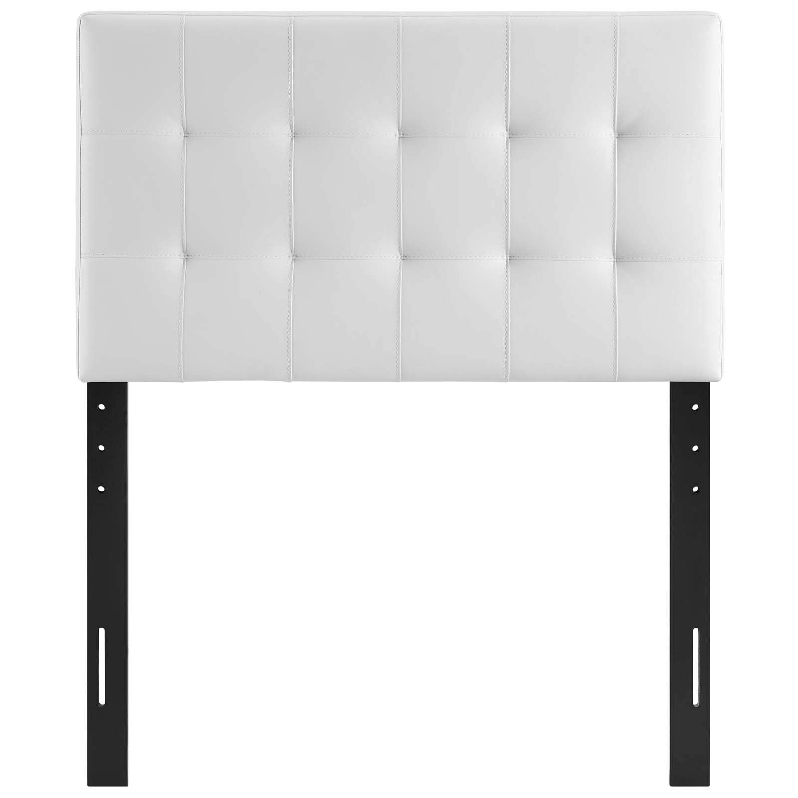 Modway Lily Twin Headboard - White Tufted Faux Leather Upholstered Bed Frame