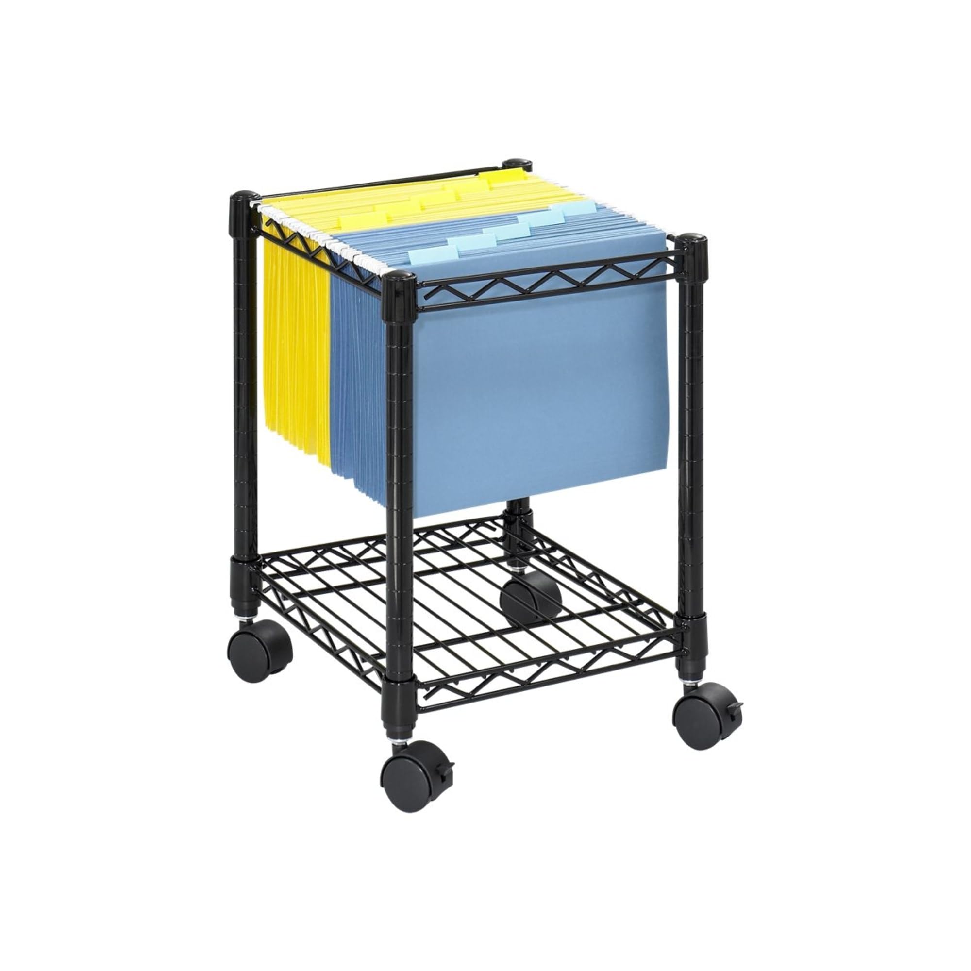 Safco Compact Rolling Cart, Fits Letter and Legal-Size Hanging Folders, Mobile File Storage, Steel, Black