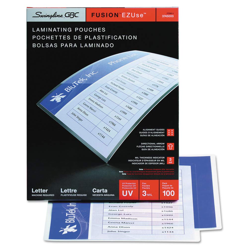 Gbc 3745003F Ezuse Thermal Laminating Pouches, Letter Size, 100 Per Box
