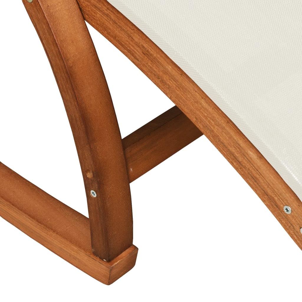 vidaXL White Rocking Chair - Solid Poplar Wood Frame, Durable Textilene Fabric Seat, Indoor and Outdoor Use, Ergonomic Design with Comfortable Backrest and Armrests, Included Pillow for Extra Comfort